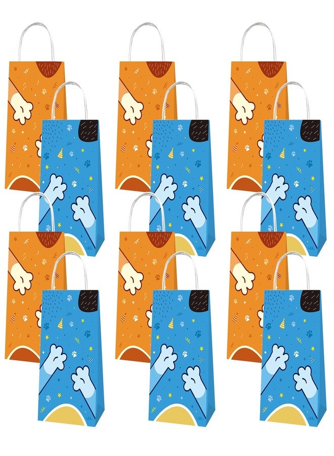 BOBORAT Blue Dog Pet-Themed Paper Gift Bags, 12 Pack, Blue and Orange Party Favor Bags with Handles, 8.3 x 4.7 inches - Image 1